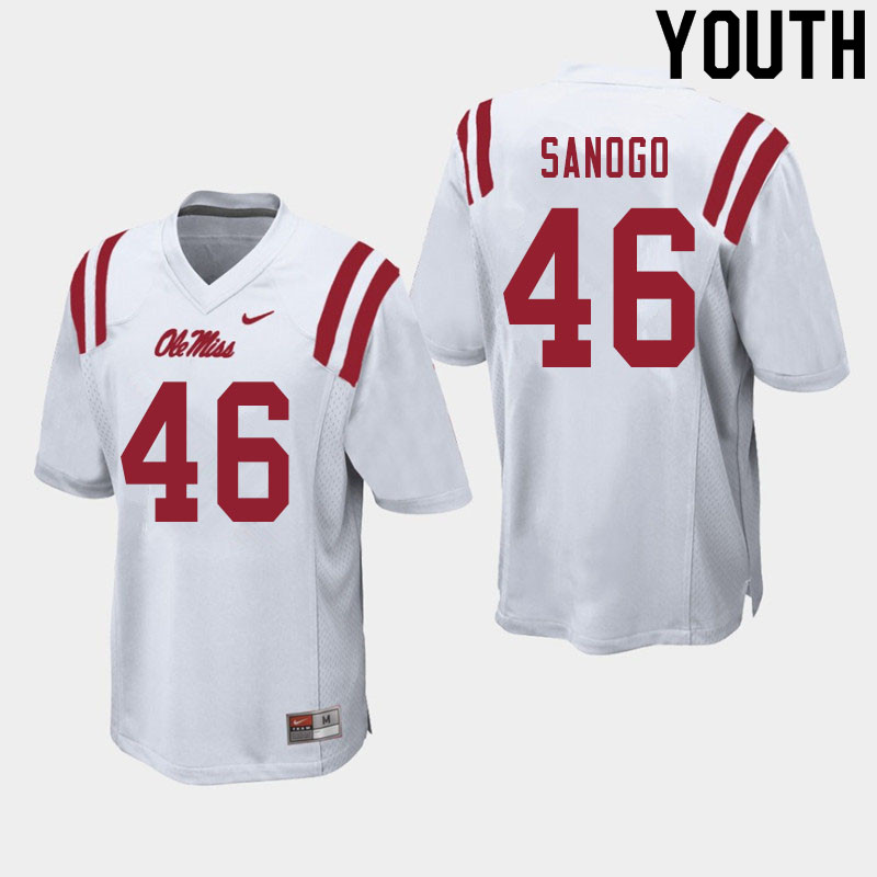 Youth #46 MoMo Sanogo Ole Miss Rebels College Football Jerseys Sale-White